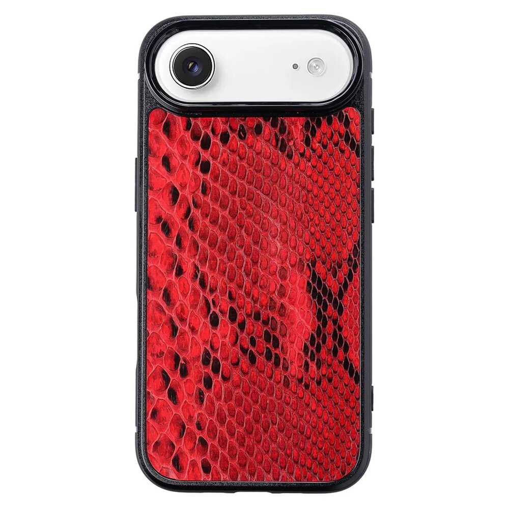 Python Snake Scales iPhone 17 Air Leather Case – Dark Ruby